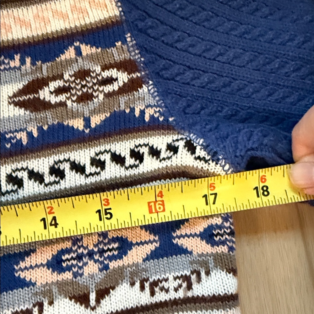 Vintage Kookai France Geometric Blue Pink White Mock Turtleneck Sweater small - Picture 4 of 5